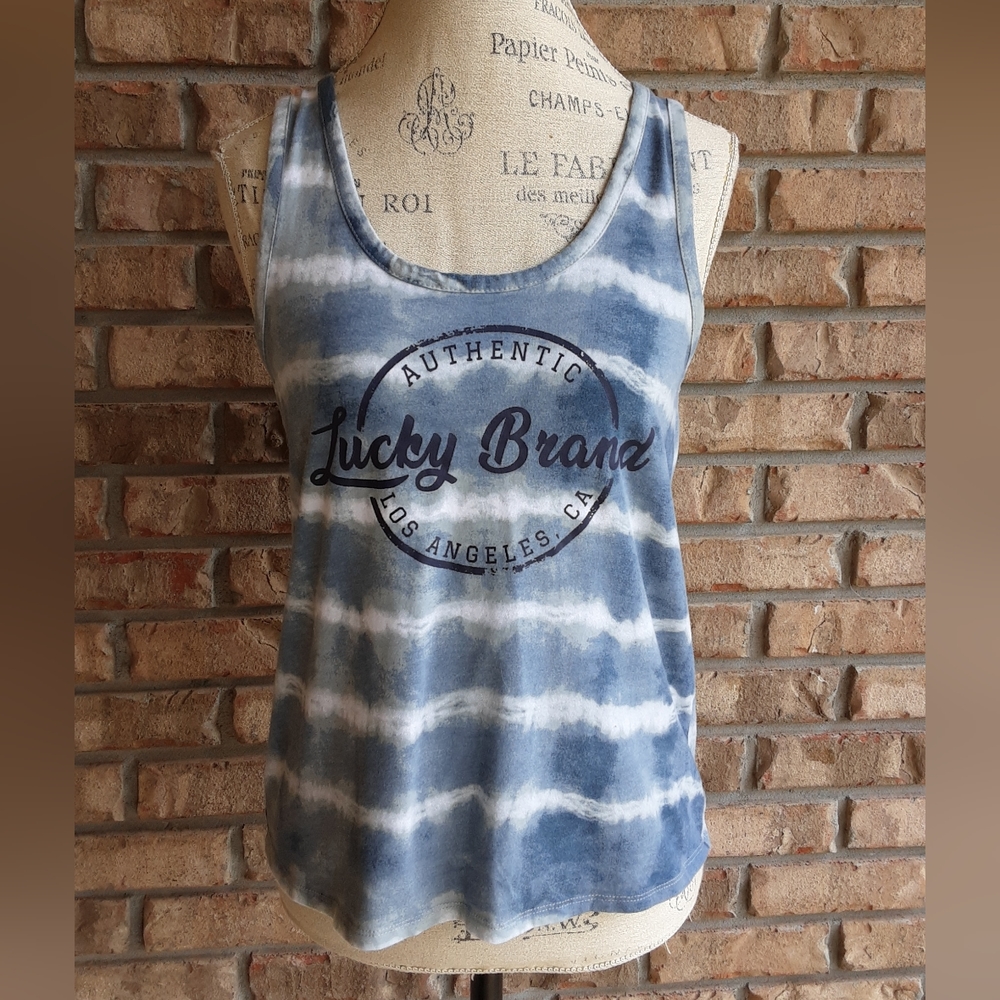 Lucky Brand Graphic Print Tie Dye Cotton Tank Size Medium.